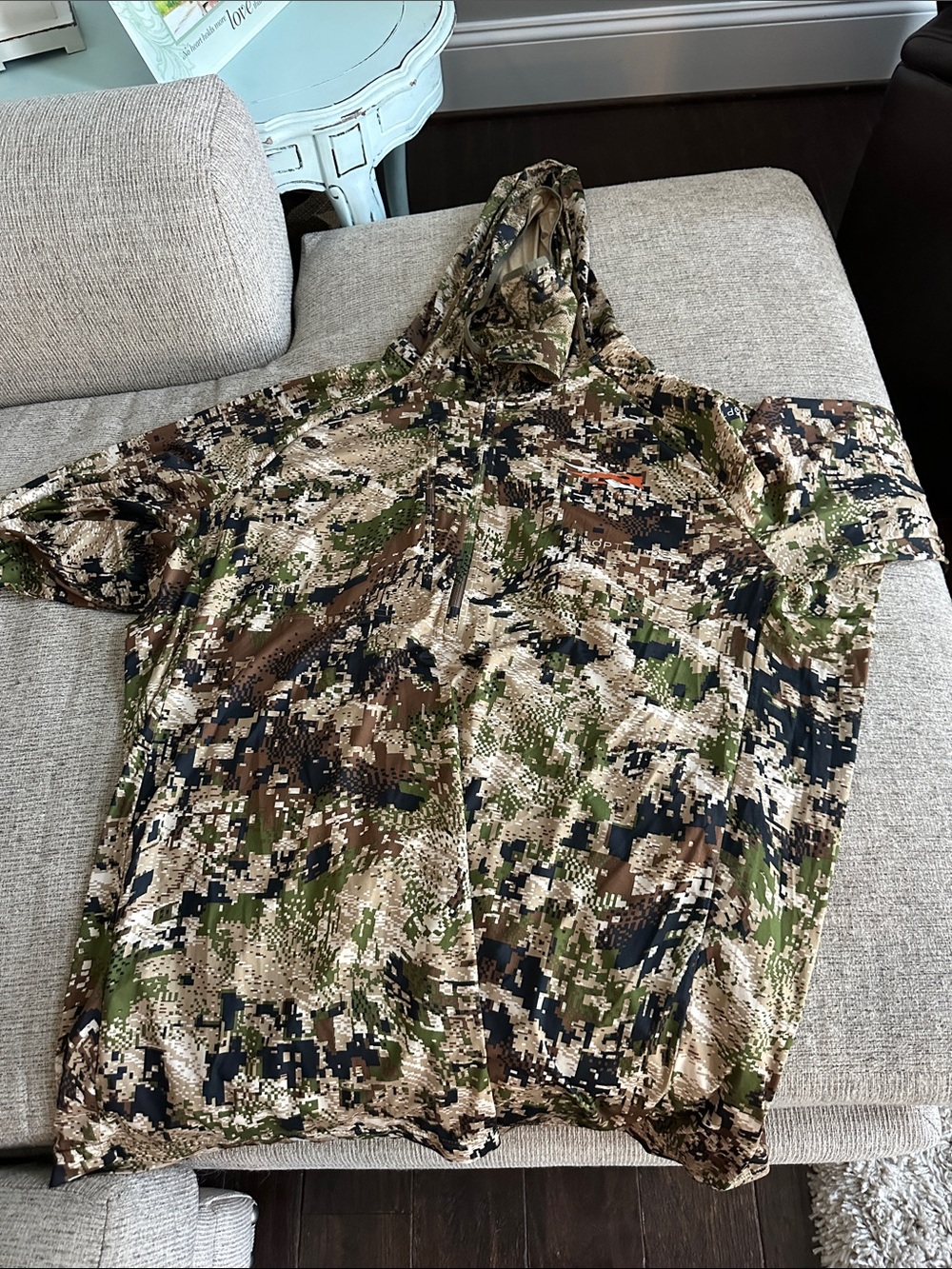 Men's Hooded long Sleeve Camo Shirt - Green/Brown with a mask